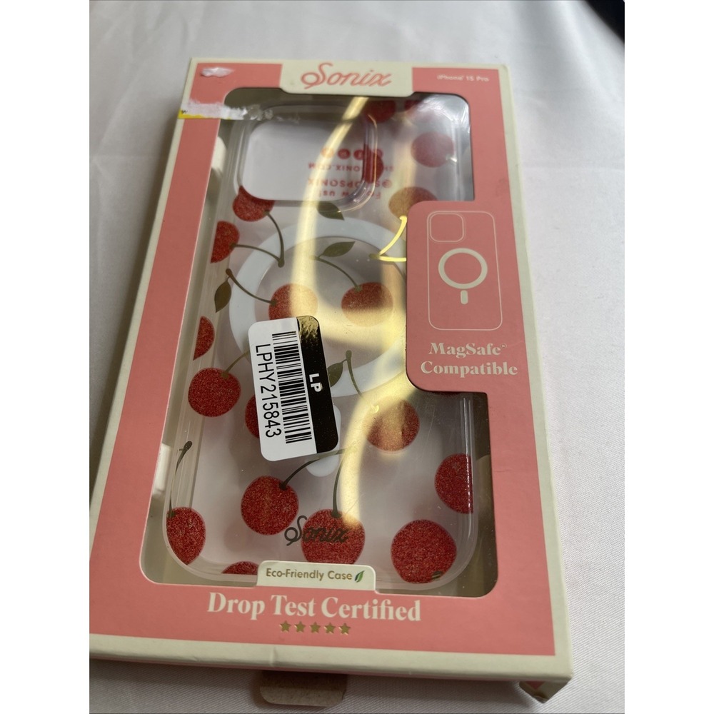 New Nib Sonix Clear Phone Case Red Glitter Cherries Cherry For iPhone 15 Pro